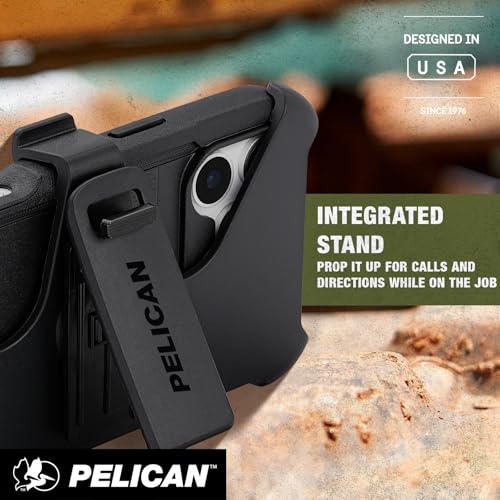 Pelican Voyager iPhone 17 Pro Max Case - Rugged MagSafe Phone Case - Black | Magnetic Phone Case w/24ft Military Grade Drop Protection - Phone Cover w/ Belt Clip Holster Kickstand for iPhone 17 Pro Max - color: Voyager - Black - Pro Max, style: iPhone 17