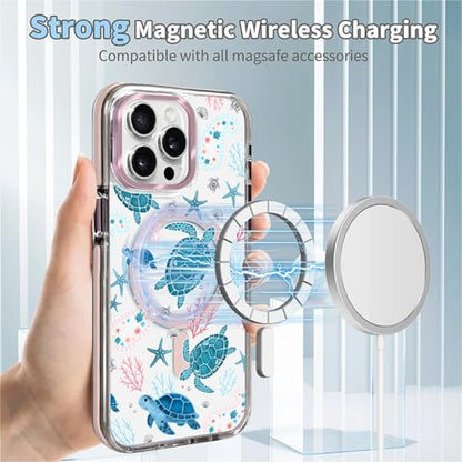 VisEnt Clear Case for iPhone 14 Pro Max, Magnetic Phone Case, Transparent Slim Cover, Military Grade Protection, Shockproof, Anti-Yellowing, Scratch Resistant, Sea Turtle Paisley - color: Sea Turtle Paisley, size: Iphone 14 Pro Max