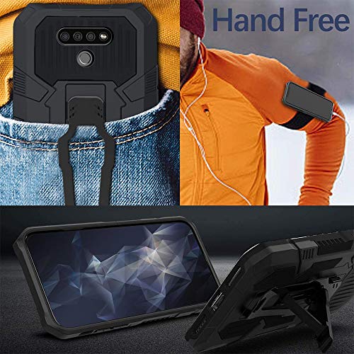 for LG K51 Phone Case,with Tempered Glass Screen Protector [2Pack] Heavy-Duty Military Grade 15ft. Drop Tested Protective Case for LG K51 -Black - color: BLACK