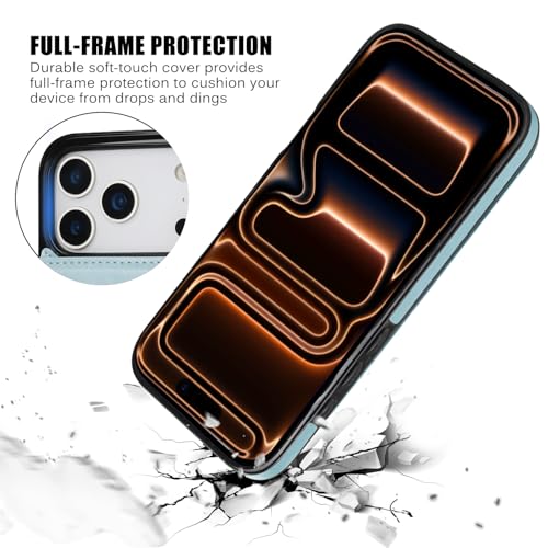 for iPhone 17 Pro Max Wallet Case with Screen Protector, Slim PU Leather Protective Case with Card Holder[RFID Blocking] Kickstand Cover 6.9“-Ice Blue - color: Ice Blue