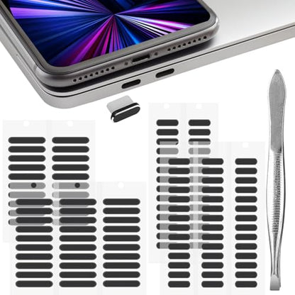 112 Pcs Speaker Anti Dust Protector Kit, Phone Speaker Dust Cover Dustproof Stickers, Speaker Dust Mesh & USB C Dust Plug & Tweezers Compatible with Phone iPhone 14 13 Plus Pro Max, Galaxy S23/S22/S21 - size: 112 Pcs