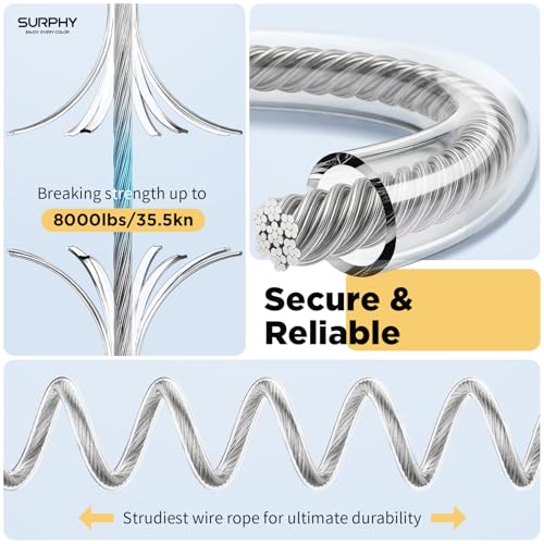 SURPHY Anti Theft Phone Strap, Phone Lanyard, Sturdy Steel Wire Keychain - color: Clear & Clear