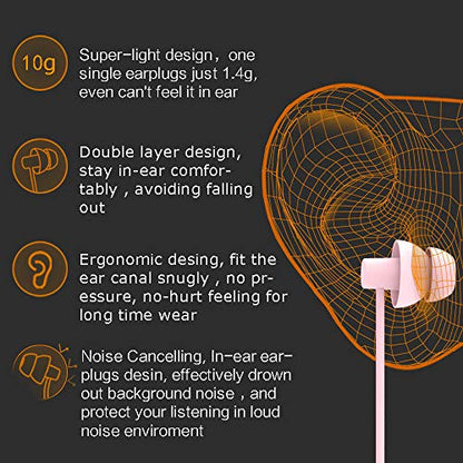 MAXROCK Sleep Earbuds with Soft Silicon Sleeping Headphones, Light Pink - color: Light Pink