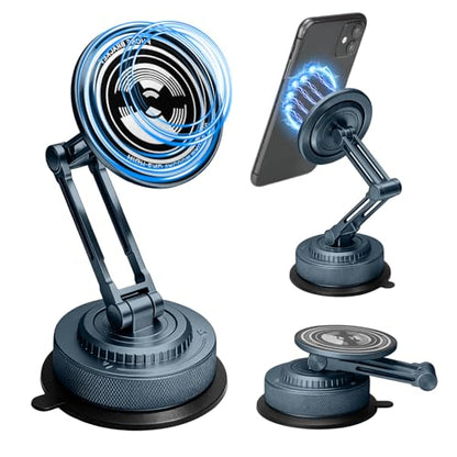 PIEPIE All-Metal Alloy Long Arm Magnetic Suction Cup Car Phone Mount Holder - color: Navy Deep Blue