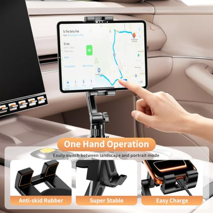 Tablet Holder for Car, Adjustable ipad car mount with Depth Large Clamp - style: Cup Tablet holder