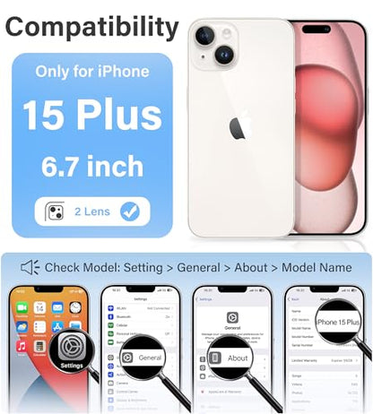 Vakoo Clear Case for iPhone 15 Plus, Anti-Yellowing | Hard Back with Military-Grade Drop Protection, Wireless Charging Compatible - color: Transparent, size: iPhone 15 Plus