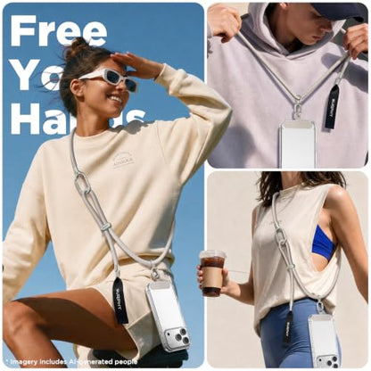 SURPHY Phone Lanyard Crossbody, Phone Strap Crossbody with 2 Tether Tabs - color: Stone