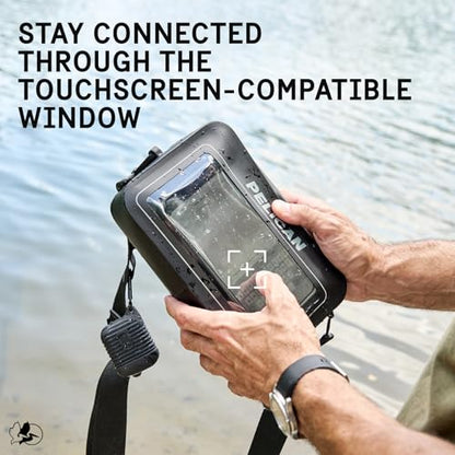 Pelican Marine Water-Resistant Sling Bag with Adjustable Strap (2L) - Black | Crossbody Chest/Shoulder Bag for Men and Touchscreen Compatible Phone Compartment - Travel Daypack for Camping, Hiking & More - size: 9.84 x 5.31 x 2.17 inches