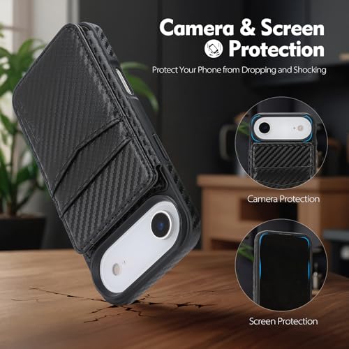 SkyEagle Compatible with MagSafe iPhone 17 Air Case Wallet,Carbon Black | Magnetic Clasp,RFID Blocking,PU Leather,Flip Folio Shockproof Phone Cover,with Credit Card Slots & Kickstand for Men & Women - color: Carbon Black, size: iPhone 17 Air - 6.5"