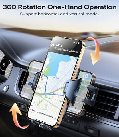 VICSEED 2026 Upgrade Ultra Stable Car Phone Holder Mount [Never Fall Off & Won't Break] Universal Air Vent Phone Mount for Car Easy Clamp Phone Holders for Your Car for iPhone 18 Pro Max 17 16 15 14 - color: Black