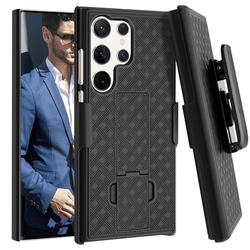 Fingic for Samsung Galaxy S24 Ultra Case with Belt Clip Holster Kickstand | Slim Combo Shell with Swivel Holster Rugged Shockproof Antiscratch Full Body Protective for Galaxy S24 Ultra 6.8" 2024,Black - size: For Samsung Galaxy S24 Ultra(6.8 inch 2024）