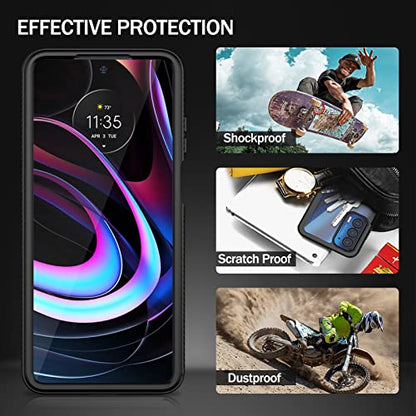Compatible with Motorola Edge 5G UW Case, Built in Screen Protector Full Body Shockproof Slim Fit Bumper Protective Phone Cover for Edge 2021-Black/Clear - size: Moto Edge 5G UW 2021