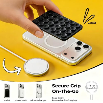 Magnetic Suction Sticky Phone Grip for iPhone 12-17 Series, Black - color: Black