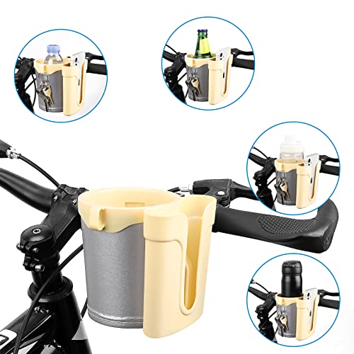 Accmor 3-in-1 Bike Cup Holder with Cell Phone Keys Holder, Bike Water Bottle Holders, Universal Bar Drink Cup Can Holder for Bicycles, Motorcycles, Scooters, Yellow Grey - color: Gream Yellow Grey