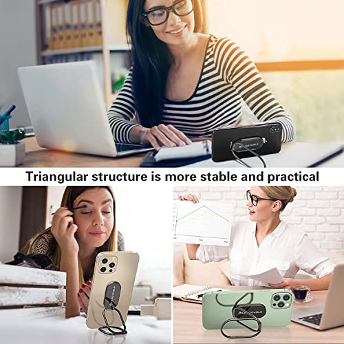 Phone Ring Holder Finger Kickstand, Ultra-Thin Metal Hand Grip, Black - color: Adhesive- Black