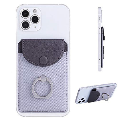 Self Adhesive Card Holder for Back of Phone with Ring Stand - Gray - color: (Finger Ring Gray)