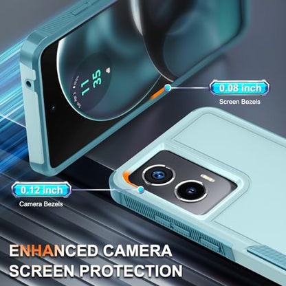 Case Compatible with Moto G Stylus 5G 2024, Full Body Heavy Duty Rugged Shockproof Protective Phone Cover with Lanyard Strap, Tempered Glass Screen Protector, Mint Green | with Tempered Glass Screen Protector+Lanyard Strap,Rugged Shockproof Protective Pho