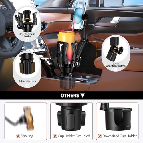 Phone Holders for Your Car, 2 in 1 Adjustable Stable Car Cup Phone Holder