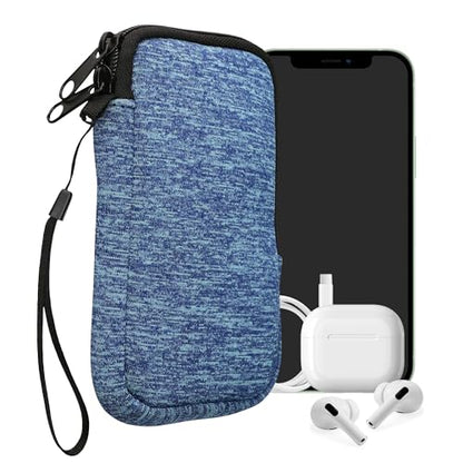 kwmobile Universal Phone Pouch Size M - 5.5" - Neoprene Smartphone Pouch with Zip - Water-Repellent Mobile Phone Case - Sleeve in Ocean Blue/Light Blue - color: ocean blue / light blue, size: M - 5.5"