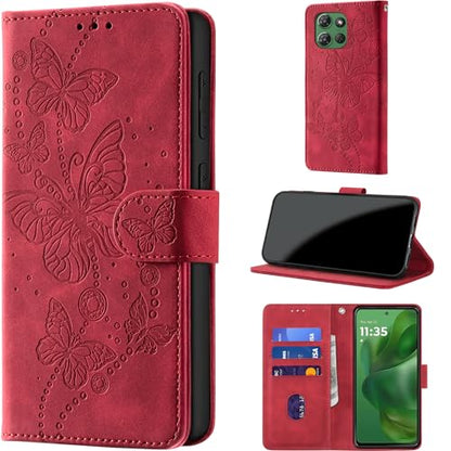 Case Wallet for Motorola Moto G Power 2025/ G Power 2026, Red | RFID Blocking, 3 Card Holder Stand, Shockproof TPU Shell, PU Leather Magnetic Closure, 6.8-inch - color: Red