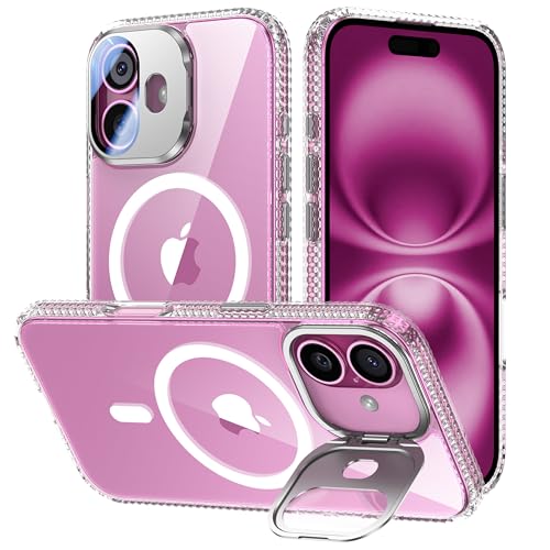 VOFATA [Upgraded] for iPhone 16 Case with Camera Cover Stand [Fit for MagSafe][9H Camera Lens Protector] Mil-Grade Protection Transparent Magnetic iPhone 16 Phone Case, Clear - color: Clear, size: for iPhone 16 6.1"