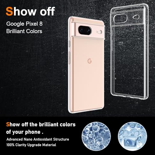 Silicone Clear for Google Pixel 8 Case,Ultra Thin with Comfort Grip | Soft Slim-Fit TPU Pixel 8 Phone Cover,Non-Slip,Shockproof Protection,Scrath-Resistant - size: Pixel 8 case