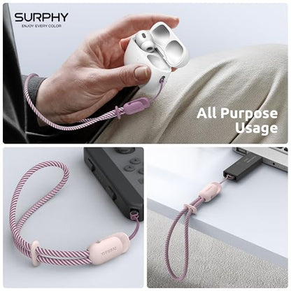 SURPHY 2 Pack Phone Lanyard, Phone Wrist Strap for Case, Camera Wrist Strap - color: Pink & Lilac Purple