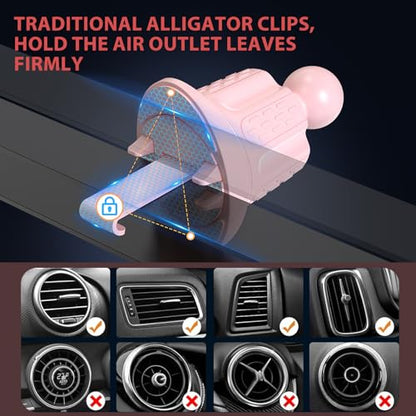 Wireless Car Charger 15W Fast Charging Auto-Clamping Air Vent Phone Mount - color: Pink