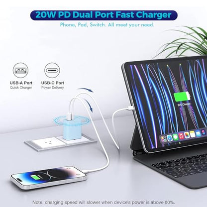 USB C Wall Charger Block, 3Pack 20W Dual Port PD Fast iPhone 16/15 Charger USB C Wall Charger Adapter + USB A Quick Charging Brick Plug for iPhone 15/14/13/12/11/Pro Max/Plus/XS/XR/X,iPad,AirPods-Blue - color: Blue