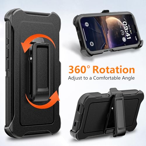TUTUKII Magnetic for iPhone 16 Plus Case with Belt Clip Holster (Black) | MagSafe Compatible, Heavy-Duty Military-Grade Drop Protection, 3-Layer Rugged Shockproof Protective Cover 6.7-Inch - size: iPhone 16 Plus 6.1"