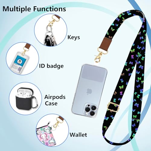 Phone Lanyard Wrist Strap Crossbody Adjustable, Cell Phone Lanyard for Around The Neck Shoulder Wristlet Strap - color: Butterfly