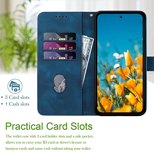 for Samsung S21 Case Wallet Card Holder Strap (Blue) | PU Leather Pattern, Card Slots, Cash Pocket, Kickstand, Magnetic Closure, Flip Cover, TPU Inner, Shockproof Protective - color: Blue
