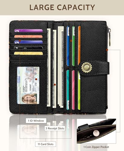 GIANCOMICS Book Mushroom Womens Wallet RFID, Goth Credit Card Holder Bifold | Billfold, Cute Cash Purse, Travel Zipper Coin Pocket, Compact Clutch, PU Leather, ID Window, 11 Card Slots, Ladies Gift Woman - color: Books and Mushrooms