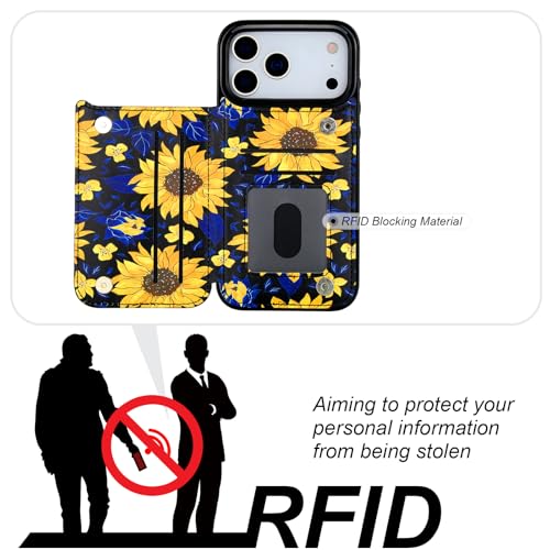 HAOPINSH Wallet Case with Card Holder for iPhone 17 Pro Max, Blooming Sunflowers Back Flip Folio PU Leather Kickstand Card Slots Case for Women Girls Shockproof Cover 6.9" - color: Blooming Sunflowers
