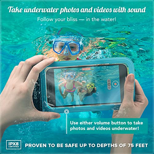 Eco Sun Waterproof Phone Pouch (2-Pack) — Designed in Hawaii — Case Fits All iPhones (incl. 17 Pro Max), Samsung Galaxy S24 & More (Black/Blue) - color: Black/Blue