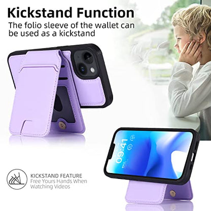 iCoverCase Wallet Case for iPhone 13 Pro Max/12 Pro Max Compatible with MagSafe, Magnetic Detachable Card Slots Holder PU Leather Kickstand Wireless Charging Case 6.7 Inch (Clove Purple) - color: Clove Purple