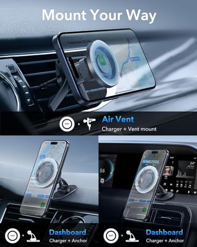 ESR for MagSafe Car Mount, Car Phone Holder for iPhone 18 Pro Max/Duo/17-12 - color: Black