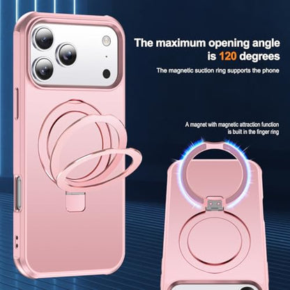SKYLMW Compatible with iPhone 17 Pro Case with Stand,Rose Gold | iPhone 17 Pro Phone Case 6.3",Magnetic Ring Stand,Compatible with MagSafe,Military-Grade Protection,Great Grip Feeling - color: Rose Gold, size: Iphone 17 Pro