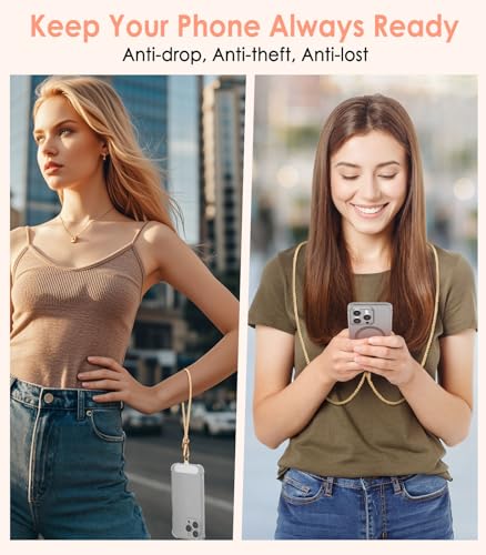 MoKo Metal Phone Crossbody Chain Lanyard with Wrist Strap and 2 Patches - color: Pale Gold