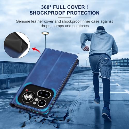 Jasonyu Flip Wallet Case for Nothing Phone 4a Pro 5G,Blue | PU Leather Magnetic Folio Cover,with Card Holder,Kickstand,TPU Shockproof,Durable,Protective Phone Case - color: Blue, size: Nothing Phone 4a Pro