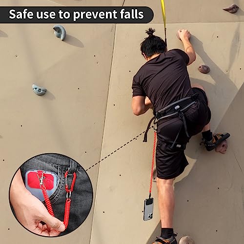 HOTEMIA Phone Tether Lanyard Anti Theft Phone Strap with Carabiner Anti-Drop Outdoor Skiing Hiking Cycling Fishing Climbing fit iPhone and Most Cell Phones (Black+Red) - color: Black+Red