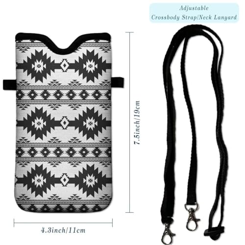 Cell Phone Sleeves Bag Case Crossbody Neoprene Holder Lanyard Phone Pouch for Women Men 7.5 X 4.5 Inches - Bohemia - color: Bohemia