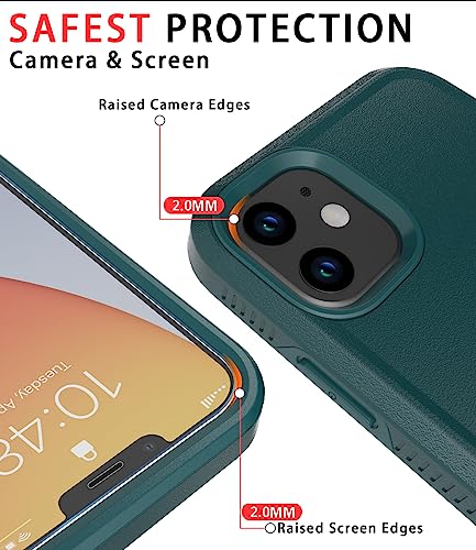 Diverbox for iPhone 11 Case [Shockproof] [Dropproof] [Tempered Glass Screen Protector],Heavy Duty Protection Phone Case Cover for Apple iPhone 11 (Dark Green-2in1) - color: Dark Green-2in1