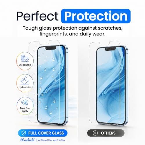 Ocushield Anti Blue Light Tempered Glass Screen Protector of iPhone 13 Pro Max & iPhone 14 Plus (6.7") – Blocks Blue Light, Prevents Eye Strain & Helps You Sleep Better, 9H Hardness & Case Friendly - size: iPhone 13 Pro Max | 14 Plus (6.7")