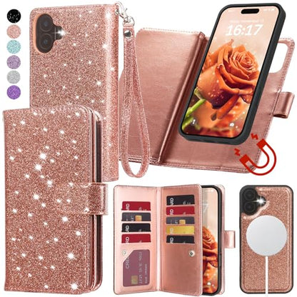 Varikke Wallet Case for iPhone 16 - Compatible with Magsafe, Rose Gold - color: (Compatible with MagSafe) Rose Gold, size: iPhone 16 6.1"