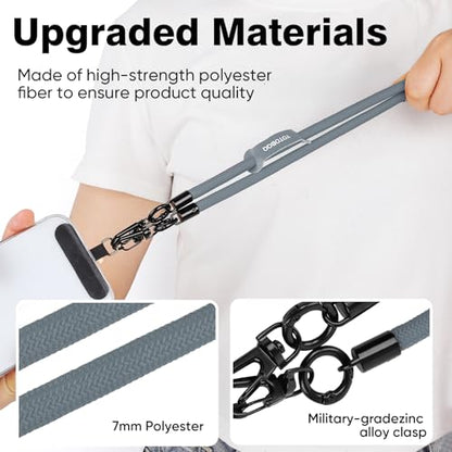 Phone Lanyard, Adjustable Wrist Strap, 2 Pads, Anti Theft Lanyard Crossbody, Multifunctional Cell Phone Neck Strap - color: Gray