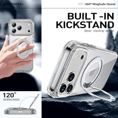 Privacy Case for iPhone 17 Pro Max with 360°Stand [Built-in Anti Peeping Screen Protector] [Magnetic Ring ] Full Body Protective Phone 17Pro Cover 6.9", Clear