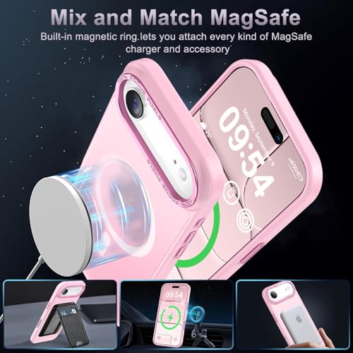 Newfuture Magnetic for iPhone Air Case Matte Shockproof, Chalk Pink | Military Drop Protection, Slim Matte Anti-Fingerprint, Compatible with Magsafe, Camera Guard, Translucent Protective Cover - color: Chalk Pink, size: iPhone Air 6.5 inch