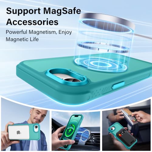 Designed for iPhone 17e/ 16e Case with Magnetic Stand, Darkcyan | Certified Drop Protection, Great Grip Feeling, Matte Translucent Back Slim Shockproof Phone Cover - color: Darkcyan, size: Iphone 17e & Iphone 16e
