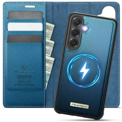 for Samsung Galaxy S25 Plus 2in1 Detachable Wallet Case, Sea Blue | Compatible with Magsafe, Magnetic, RFID Blocking Card Holder, Shockproof, Kickstand, Wireless Charging, PU Leather Flip Cover - color: Sea Blue, size: Galaxy S25 Plus - 6.7"